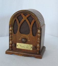 Wooden Old Fashioned Radio Style Music Box - In Working Condition