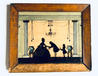 Lady & Her Servants / Silhouette Painting On Glass