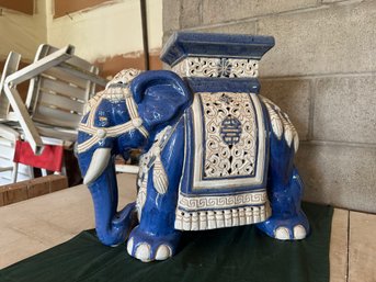 Blue And White Decorative Elephant Garden Stool