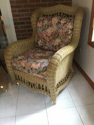 Ethan Allen Large Wicker Floral Chair