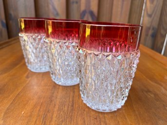 Vintage Indiana Glass Crystal - Old Fashioned Glasses Set Of 3 - 3 5/8' Tall