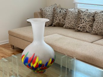 Large Multi Color Frosted Glass Vase
