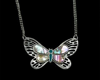 Beautiful Designer Abalone Butterfly Necklace