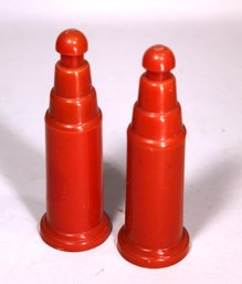 Pair Large Art Deco Bakelite Plastic Era Salt And Pepper Shakers