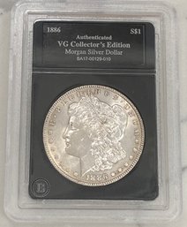 Authenticated VG Collector's Edition Morgan Silver Dollar 1886