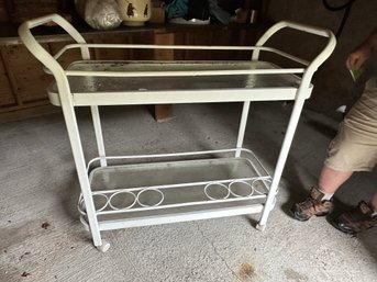 Metal Bar Cart With Glass Shelves