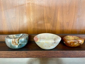 Jasper & Carnelian Bowls, 2 Lb 8.3oz, 2 Lb 14.4oz & 1 Lb 8.4oz