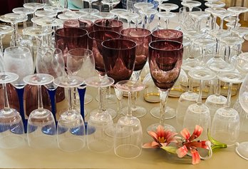 Large Collection Of Wine Glasses, Wine Markers & Spoon Holder - Bring Wrapping Materials.