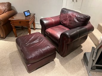 Leather Armchair With Foot Rest