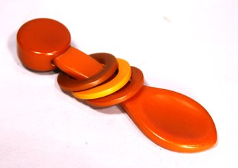 Art Deco Bakelite Plastic Baby's Spoon And Rattle Handle Butterscotch