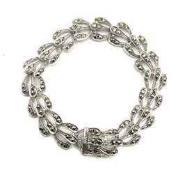 Gorgeous Sterling Silver Marcasite Ornately Designed Bracelet