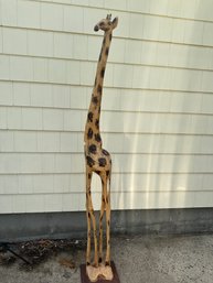 Tall Wooden Giraffe Figurine