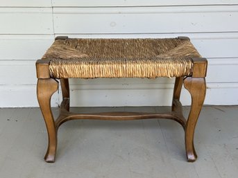 A Vintage French Country Stool With Rush Seat