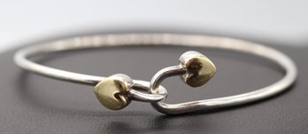 Tiffany & Co. 18k Gold & Sterling Silver Double Heart Bangle Bracelet