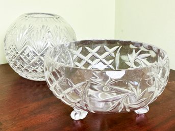 A Fine Crystal Vase And Fruit Bowl
