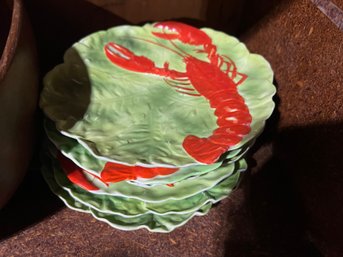 Set Of 6 Vintage Lobster / Cabbage Plates