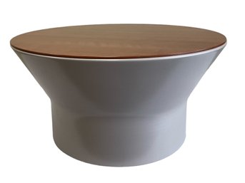 Modern Allsteel Round Storage Coffee Table With Removable Wood Top