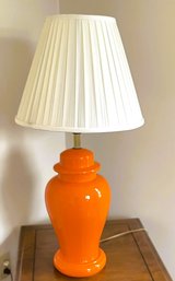 Mid Century Bright Orange Glass Table Lamp