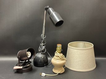 An Assortment Of Small Lighting: Uplight, Task Lamp & Table Lamp