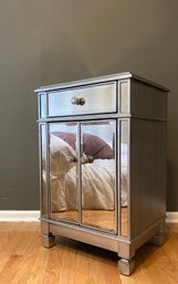 Mercury Mirror And Silver Nightstand