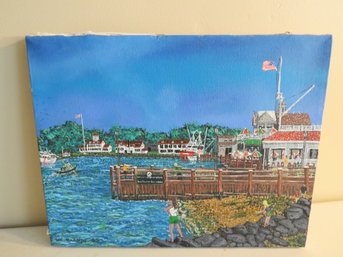 Montauck Harbor Original Painting Signed W. Barnds 03