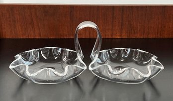 Vintage Mid Century Modern Lucite Double Bowl Candy Dish / Catchall