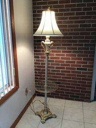 Heavy Brass And Glass Table Lamp