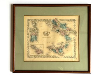 Framed Map Southern Italy Kingdom Of Naples