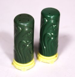 Pair Olive Green MCM Plastic Salt And Pepper Shakers