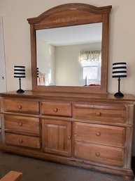 Pine Triple Dresser With Mirror, Florida Furniture Industries