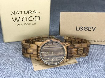 Awesome Brand New ALL SOLID ZEBRANO WOOD Mens Watch - Same Wood As Vintage Mercedes Benz - New In Box !