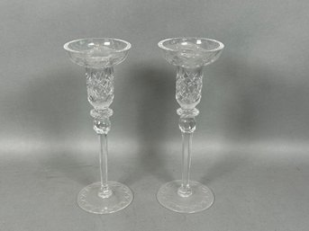 Beautiful Pair Of Candlesticks With Etched Flowers