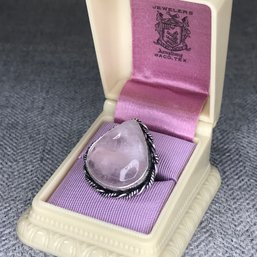 Wonderful Brand New Sterling Silver / 925 Cocktail Ring With Highly Polished Teardrop Pink Quartz - WOW !