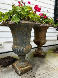 Pair Antique Iron Urn Planters