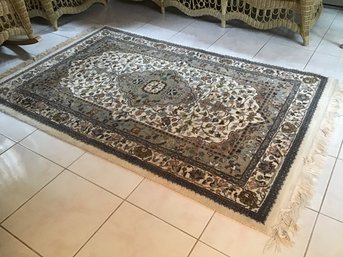 Floral Blue, Gray Cream  Rug