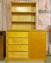 A Vintage Modern Maple Dresser With Hutch Bookshelf - Child Craft, By Smith Furniture