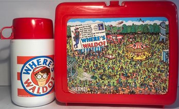 90's Where's Waldo Thermos Lunchbox And Thermos Set