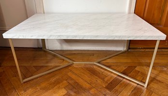 Faux Marble Coffee Table With Metal Legs