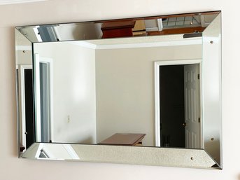 A Large Vintage Beveled Glass Framed Mirror