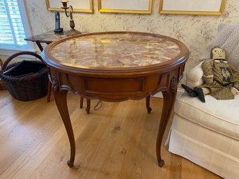 Danby French Marble Top 2 Drawer Occasional /Game Table