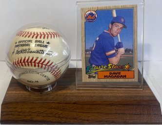 Dave Magadan Signed Offical League Ball With Baseball Card