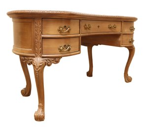 Mid Century French Kidney Shaped Desk With Cabriole Legs And Acanthus Leaf Detailing