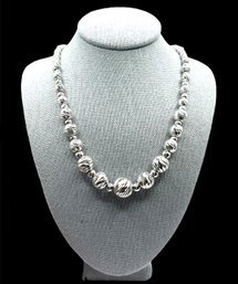 Beautiful Sparkly Italian Sterling Silver Graduated Beaded Necklace