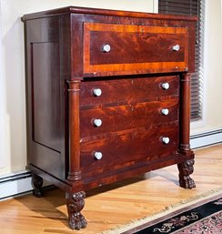 A 19th Century Chippendale Lowboy With Writing Desk And Milk Glass Hardware