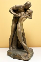 A Cast Plaster Statue - Nude Embrace