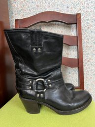 Pair Of Black Leather Frye Boots