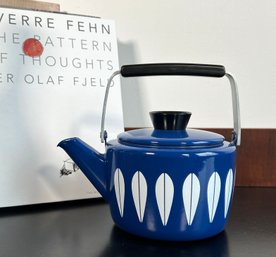 Vintage Mid Century Modern Cathrineholm Blue Tea Pot In Excellent Condition