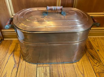 Vintage Copper Boiler Wash Bin With Lid