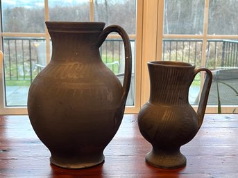 Set Of Unique Charcoal Pitchers