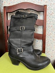 Pair Of Black Leather Three-buckle Frye Boots